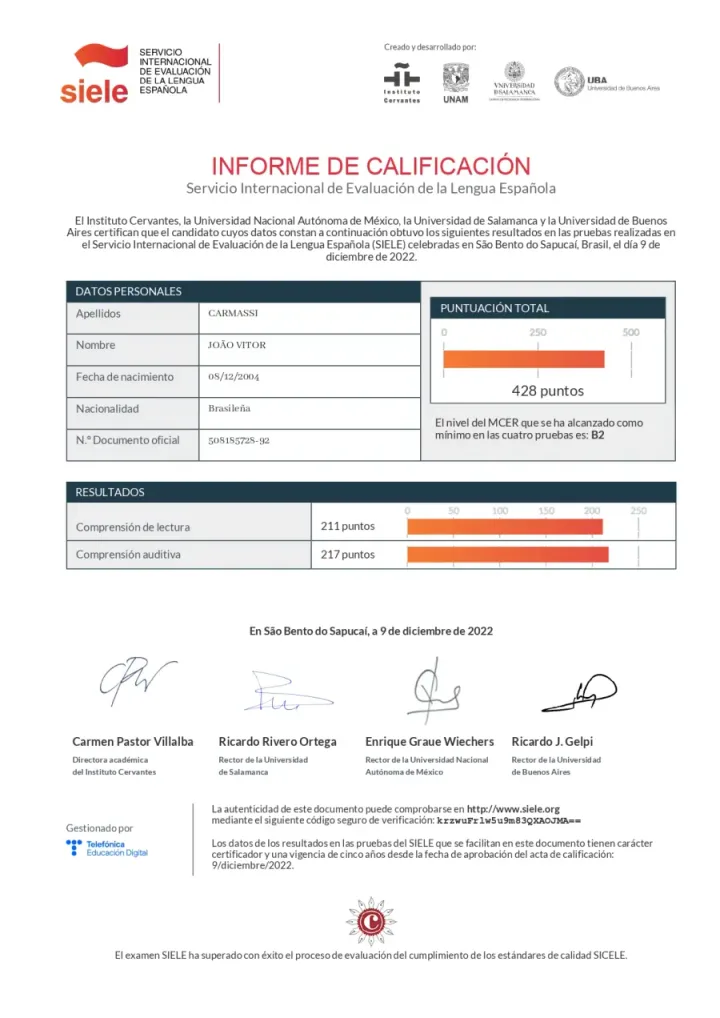 SIELE – Proficiência em Espanhol B2